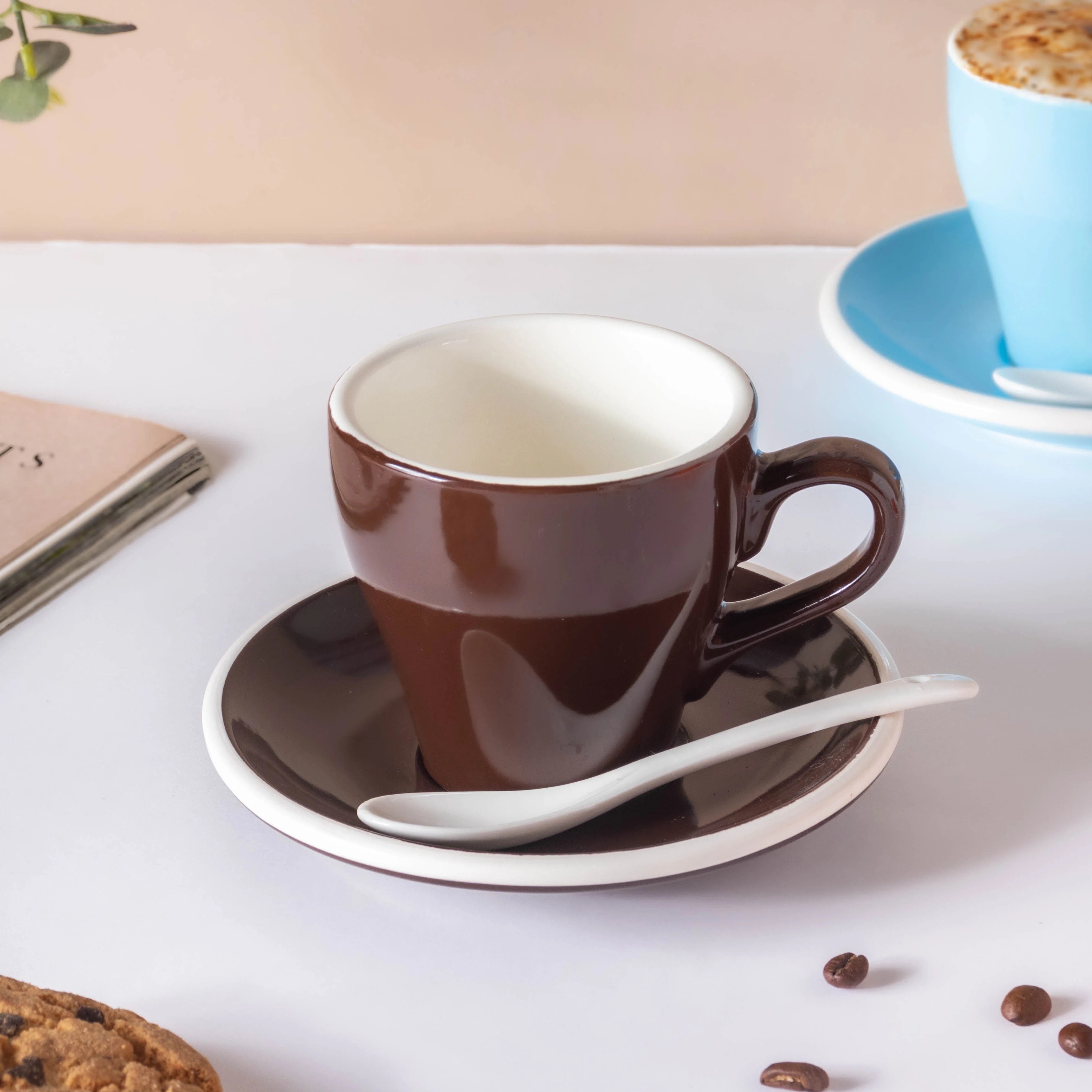 Glazed Ceramic Brown Cup Set 150 ml - Image 2