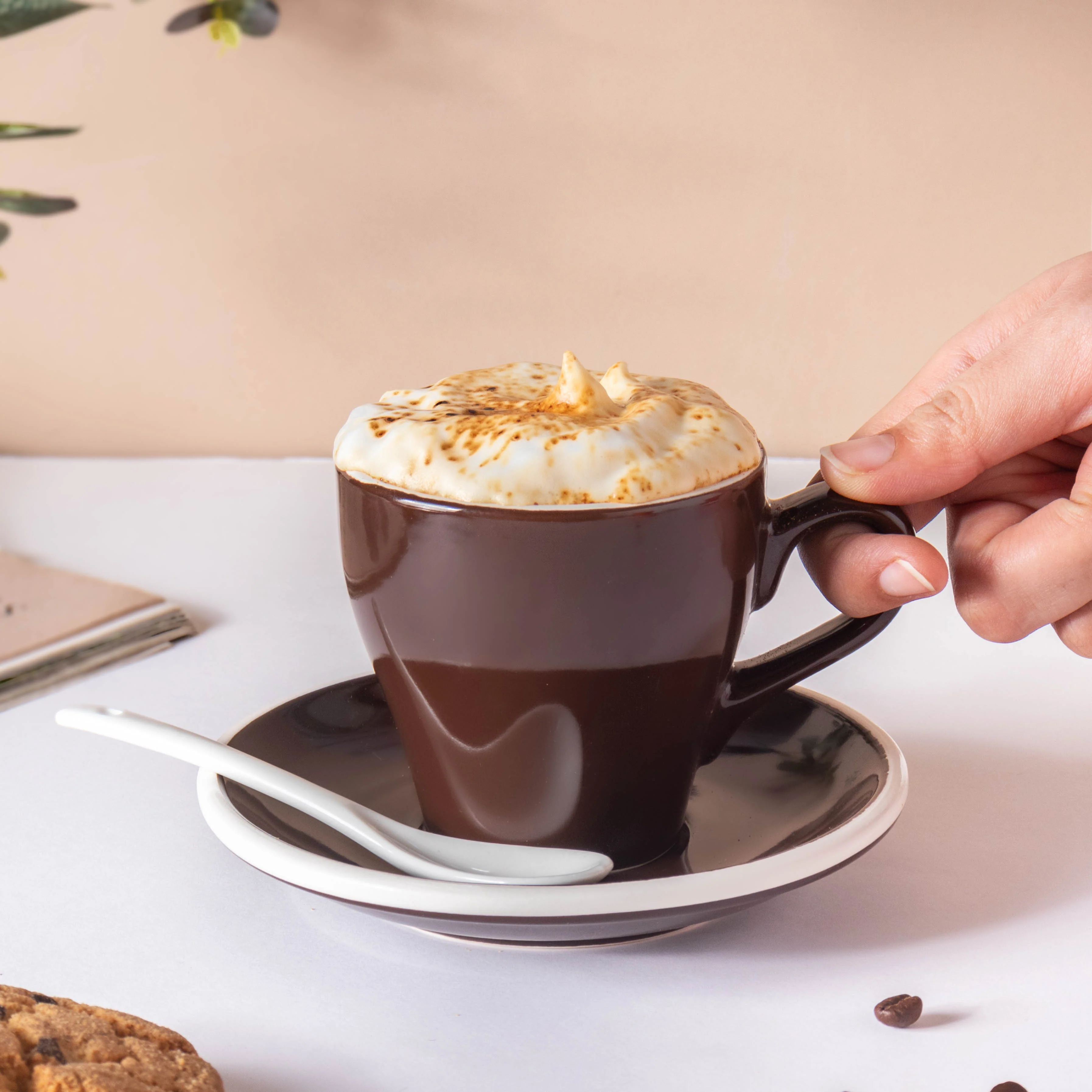 Glazed Ceramic Brown Cup Set 150 ml - Image 3