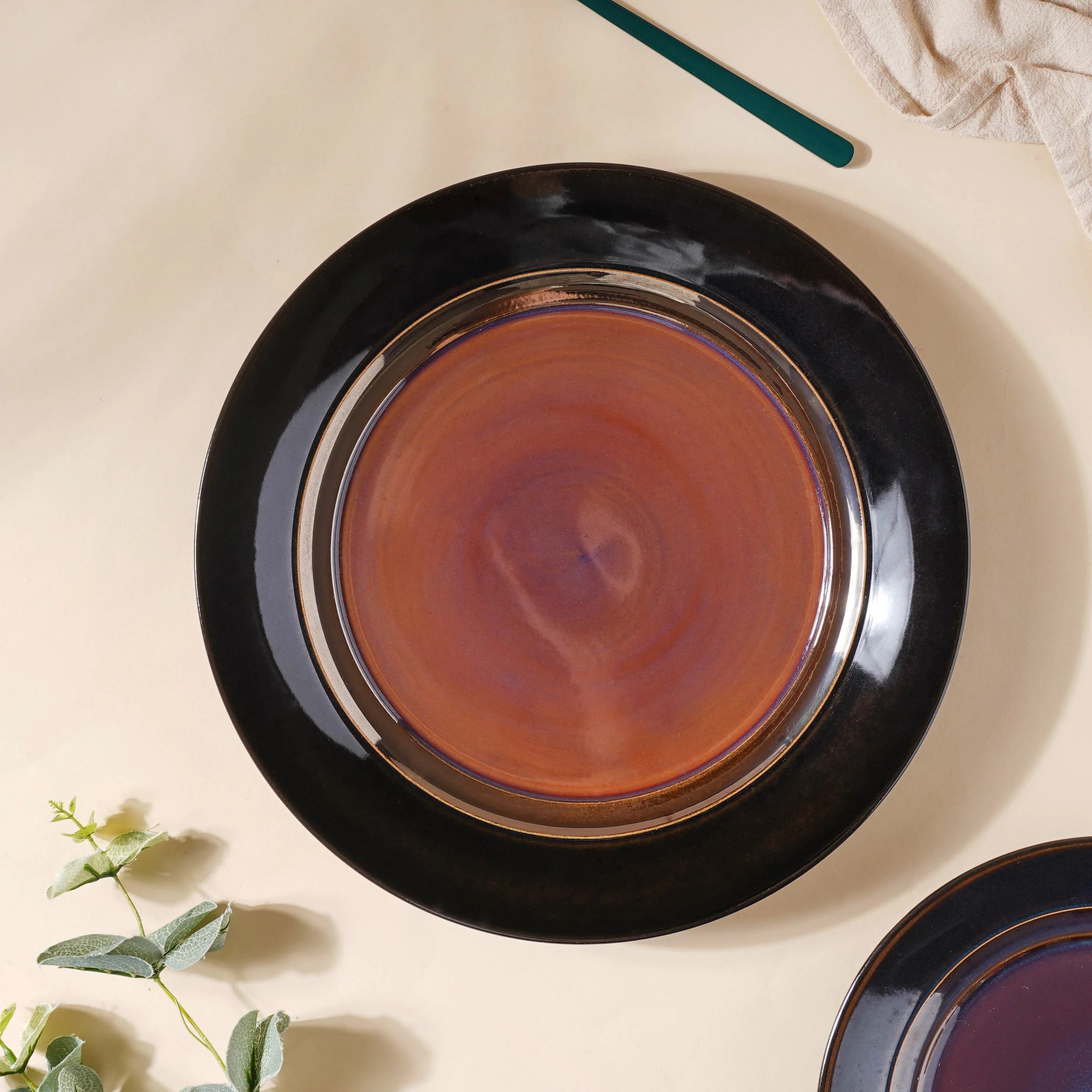 Glazed Ceramic Brown Dinner Plate 11 Inch - Image 5