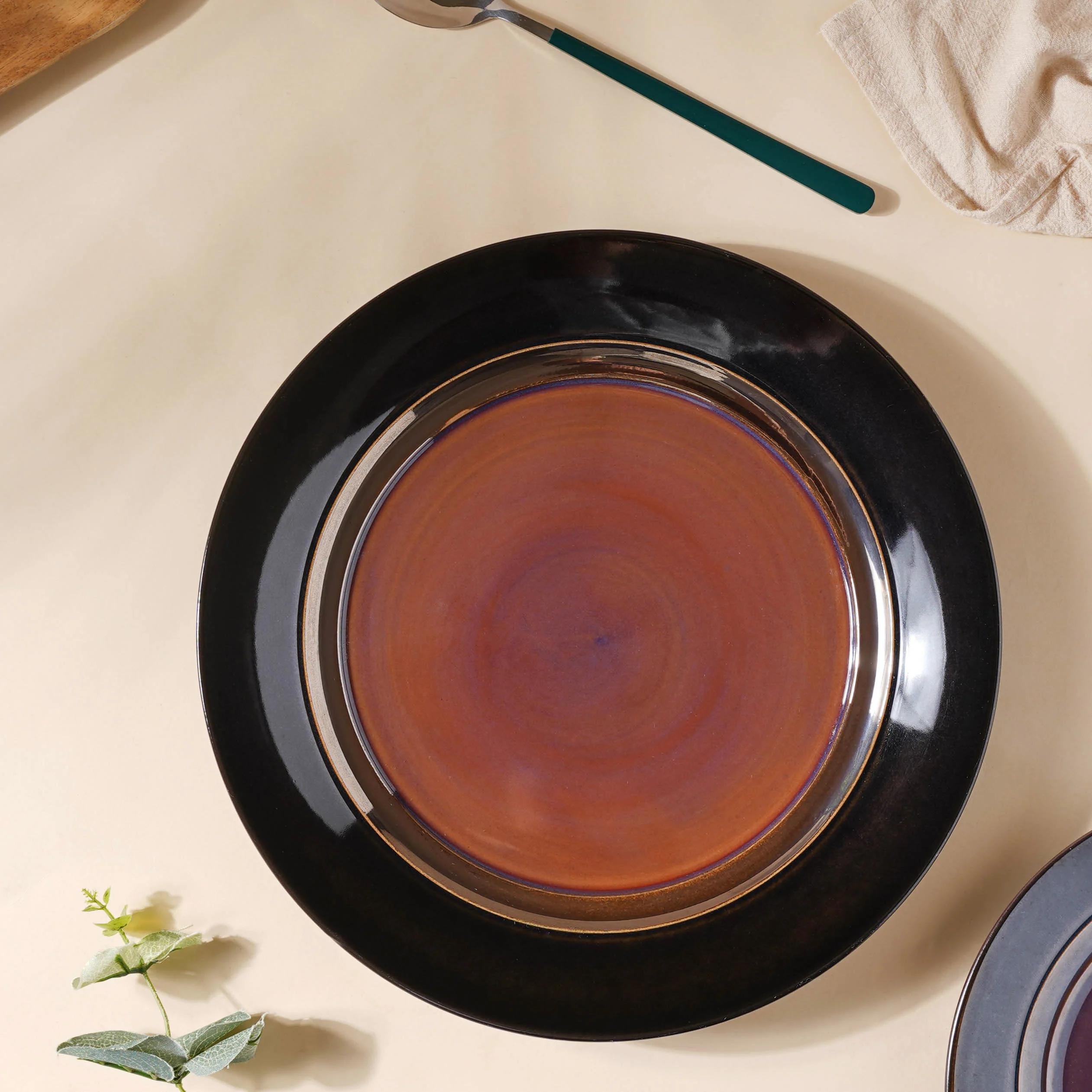 Glazed Ceramic Brown Dinner Plate 11 Inch - Image 7