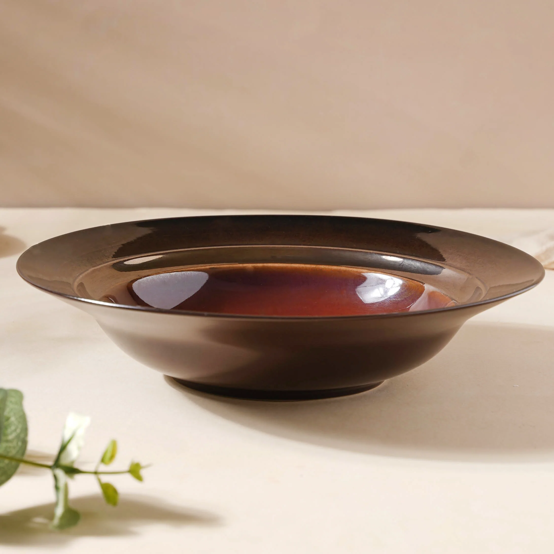 Glazed Ceramic Brown Pasta Plate 9 Inch - Image 8