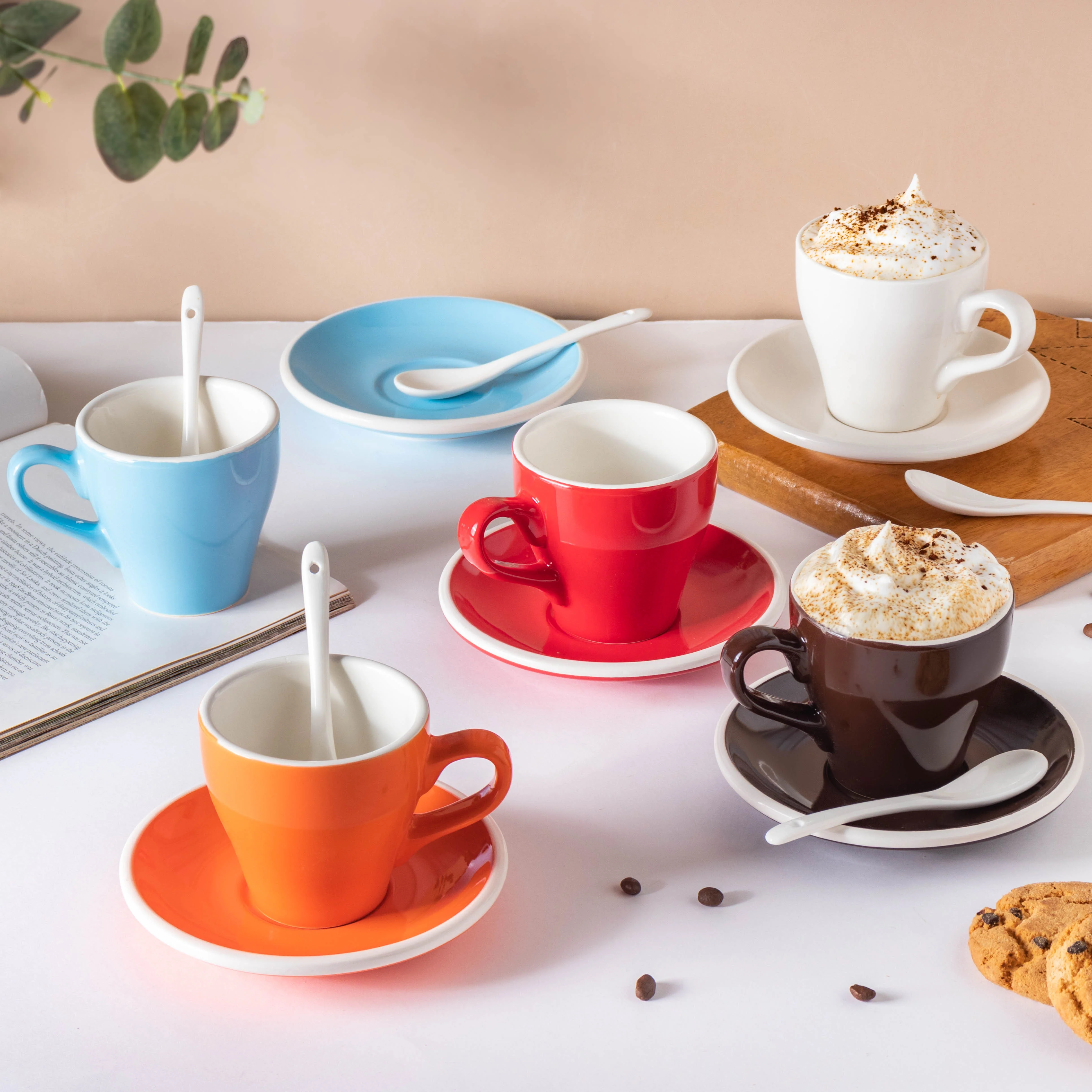 Glazed Ceramic Orange Cup Set 150 ml - Image 8