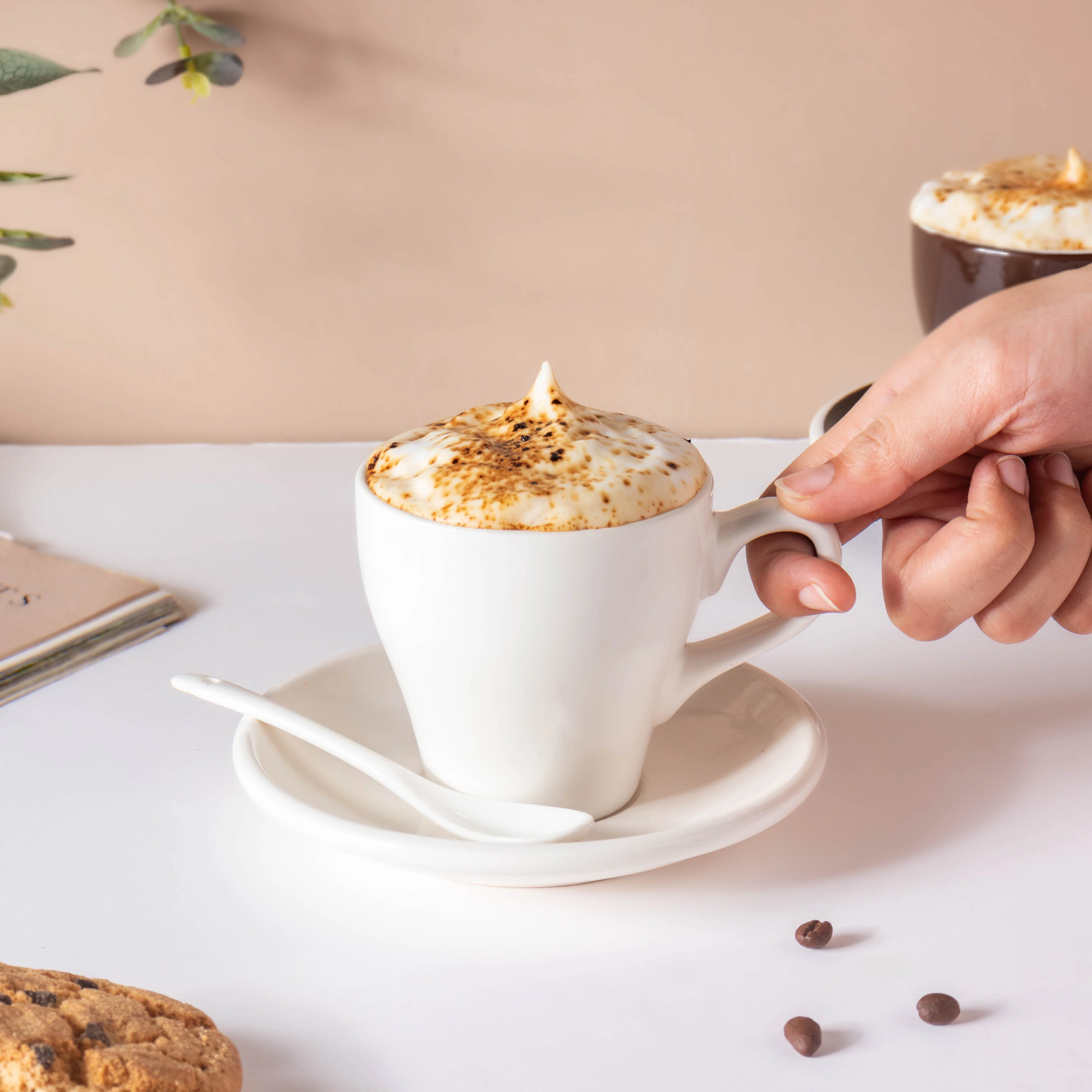 Glazed Ceramic White Cup Set 150 ml - Image 3