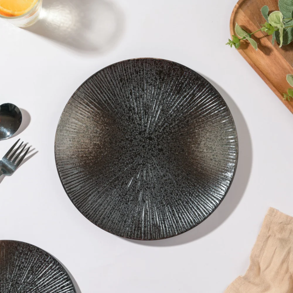 Glazed Texture Dinner Plate Black 9.8 Inch - Image 4