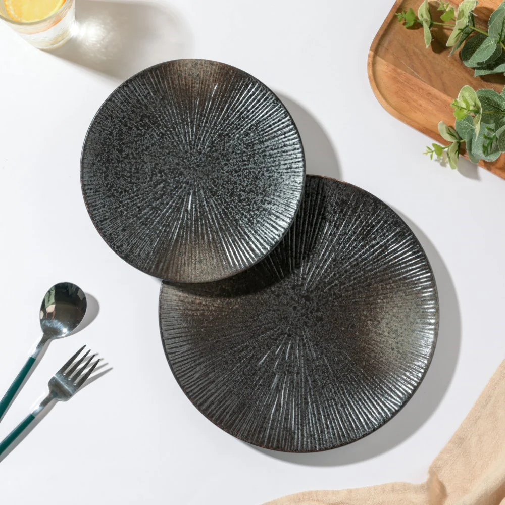 Glazed Texture Dinner Plate Black 9.8 Inch - Image 7