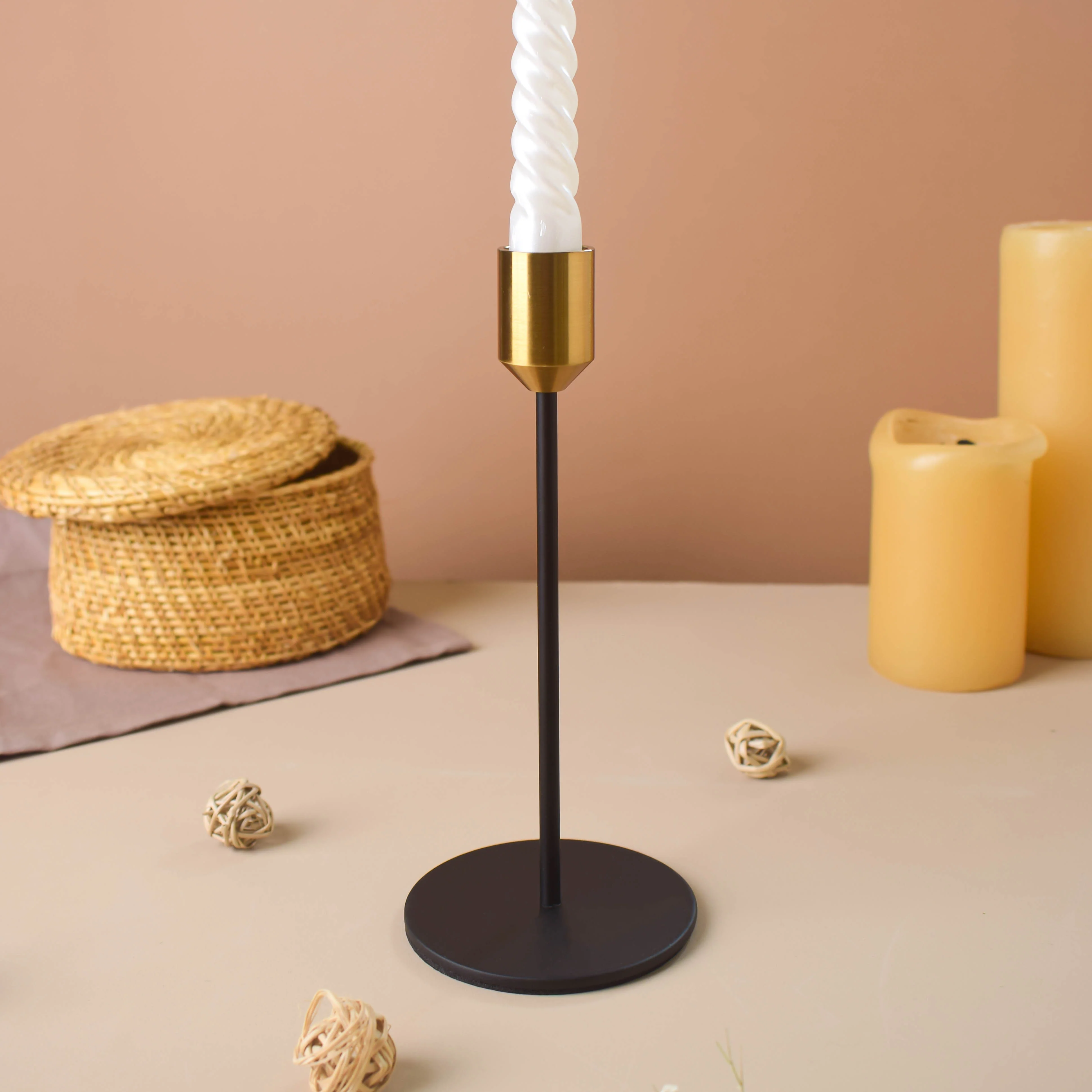 Glossy Black Candle Stand Large