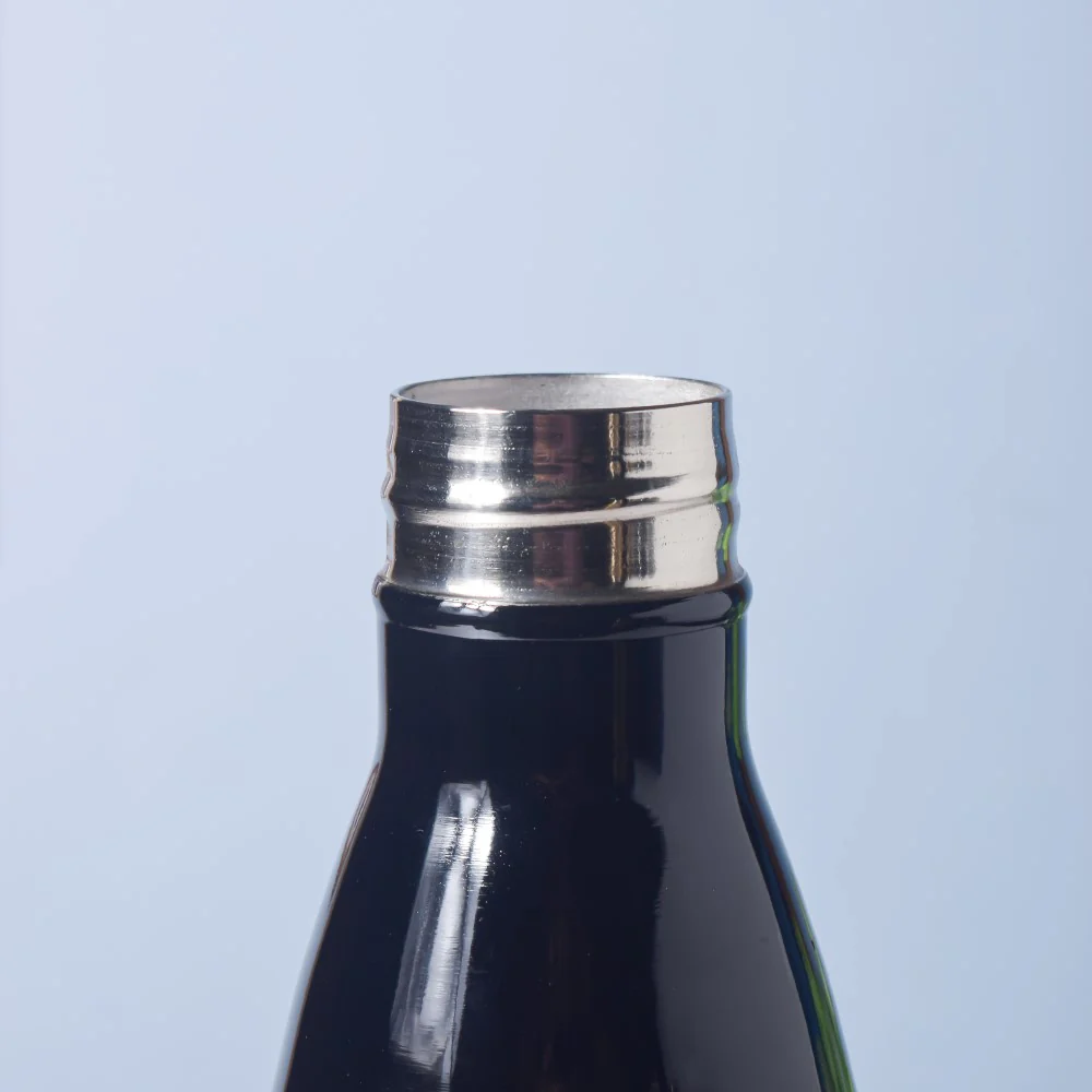 Glossy Black Stainless Steel Water Bottle 1000ml - Image 4