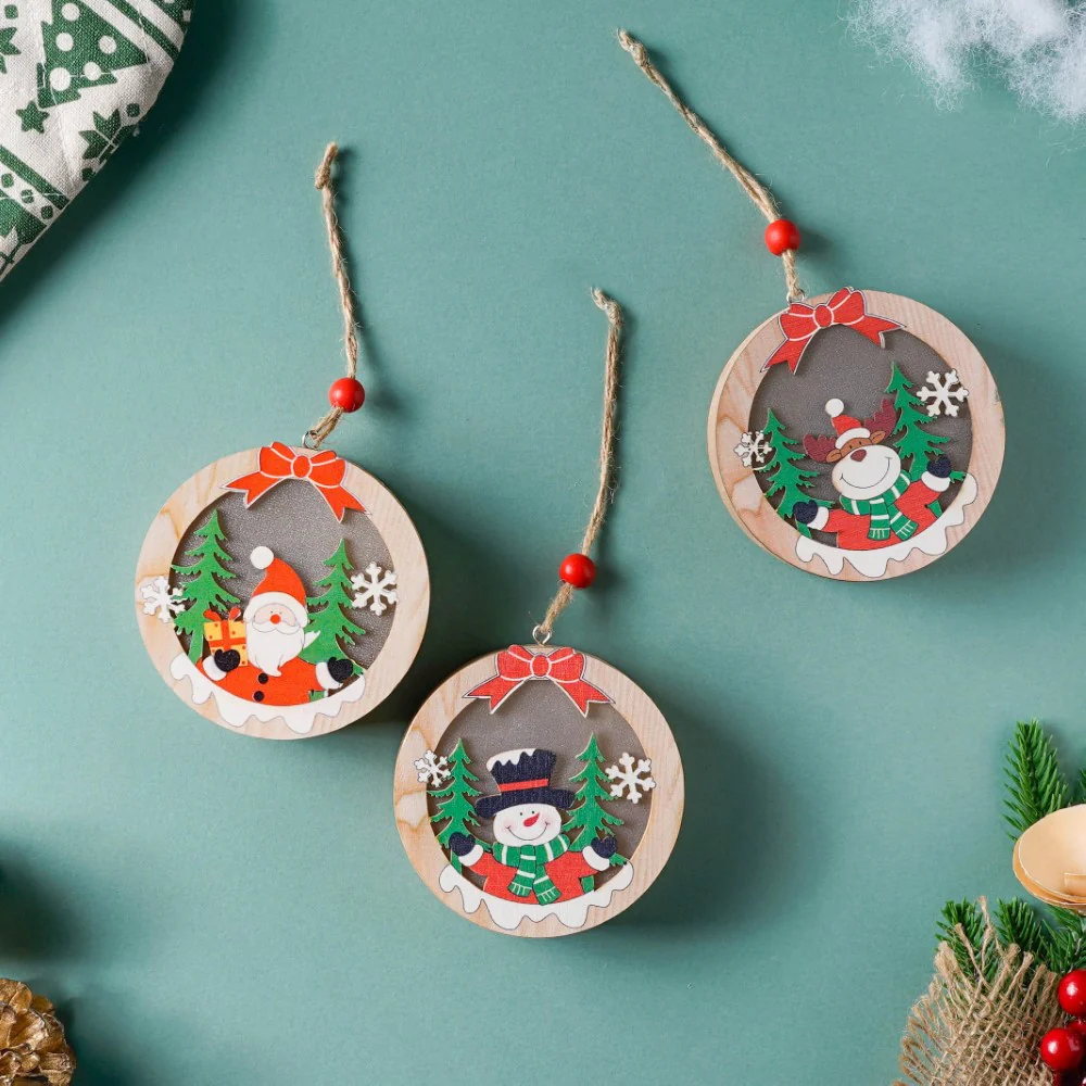 Glow Snowman Wooden LED Light Hanging Ornament - Image 7