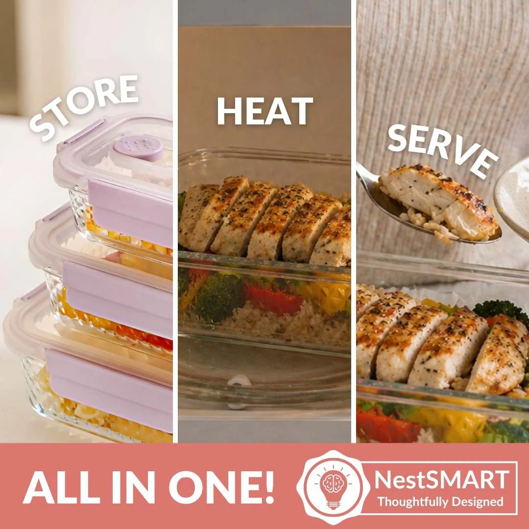 Glowo Airtight Food Containers With Air Vents Set Of 3 370ml 660ml 1000ml - Image 5