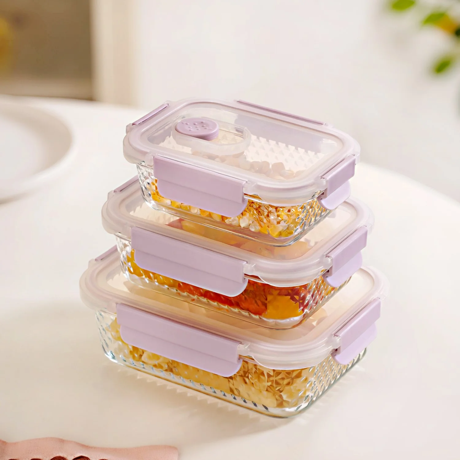Glowo Airtight Food Containers With Air Vents Set Of 3 370ml 660ml 1000ml - Image 6