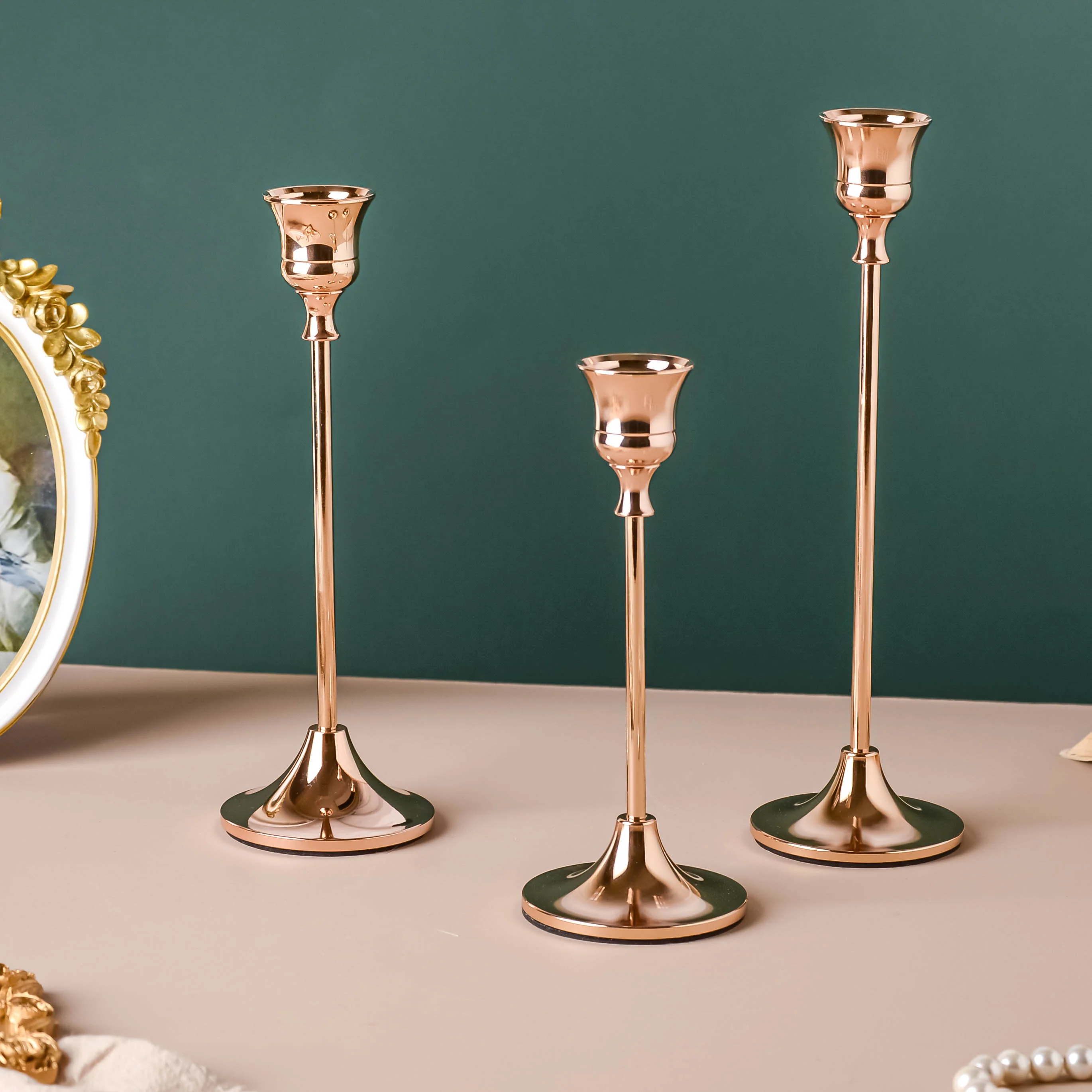 Glossy Gold Candle Stand - Image 7