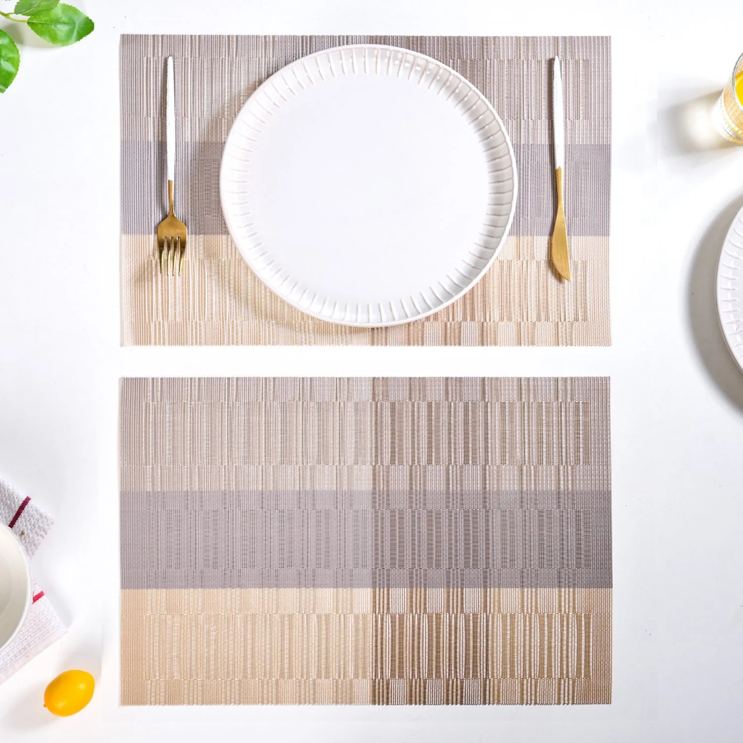 Gold And Brown Mat Set Of 6 - Image 7