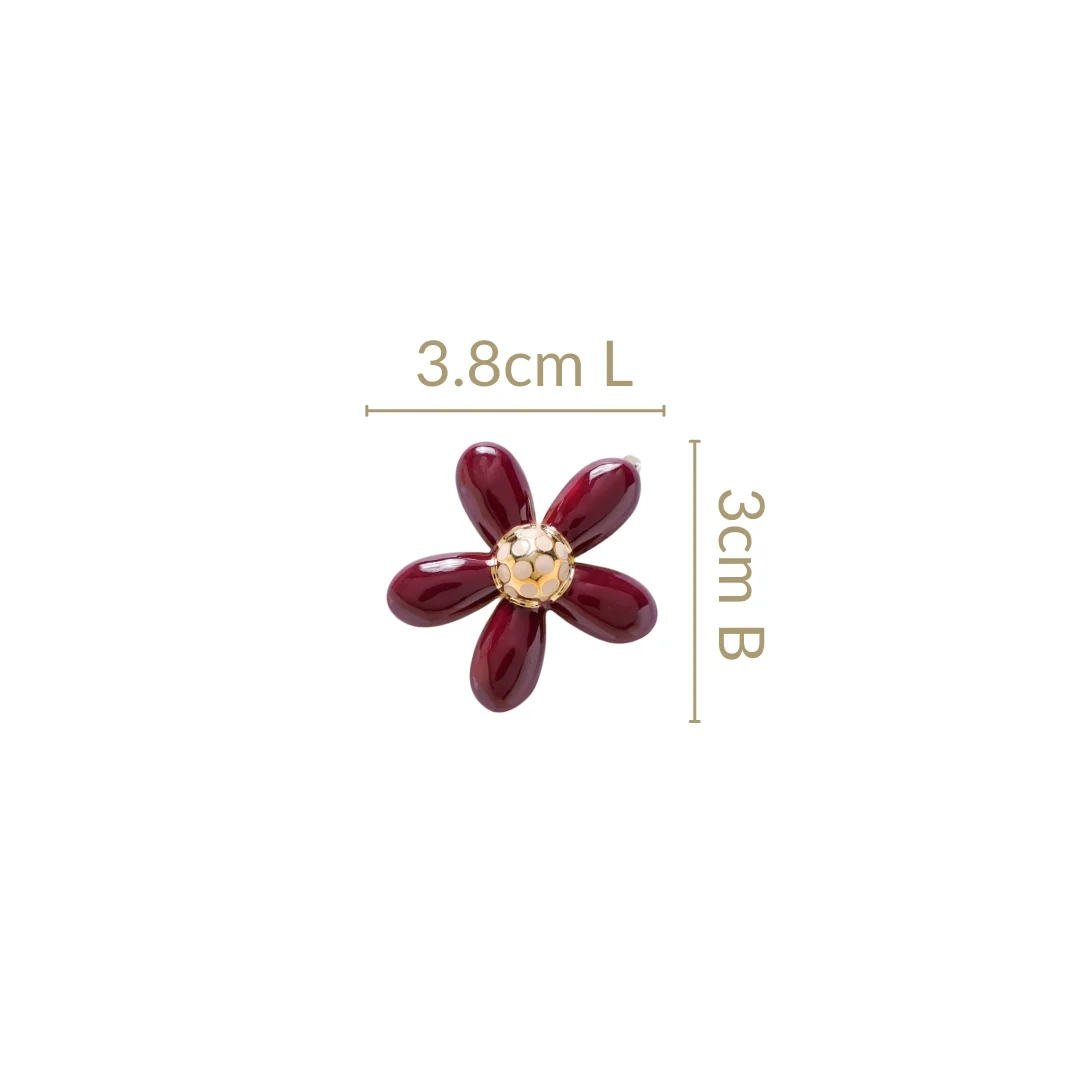 Gold And Maroon Flower Studs - Image 3