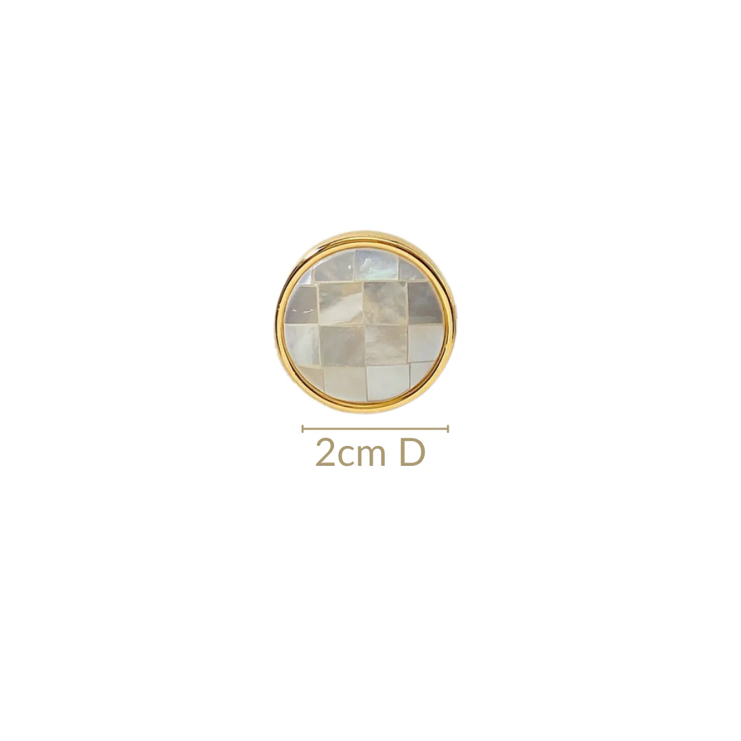 Gold And White Round Studs - Image 3