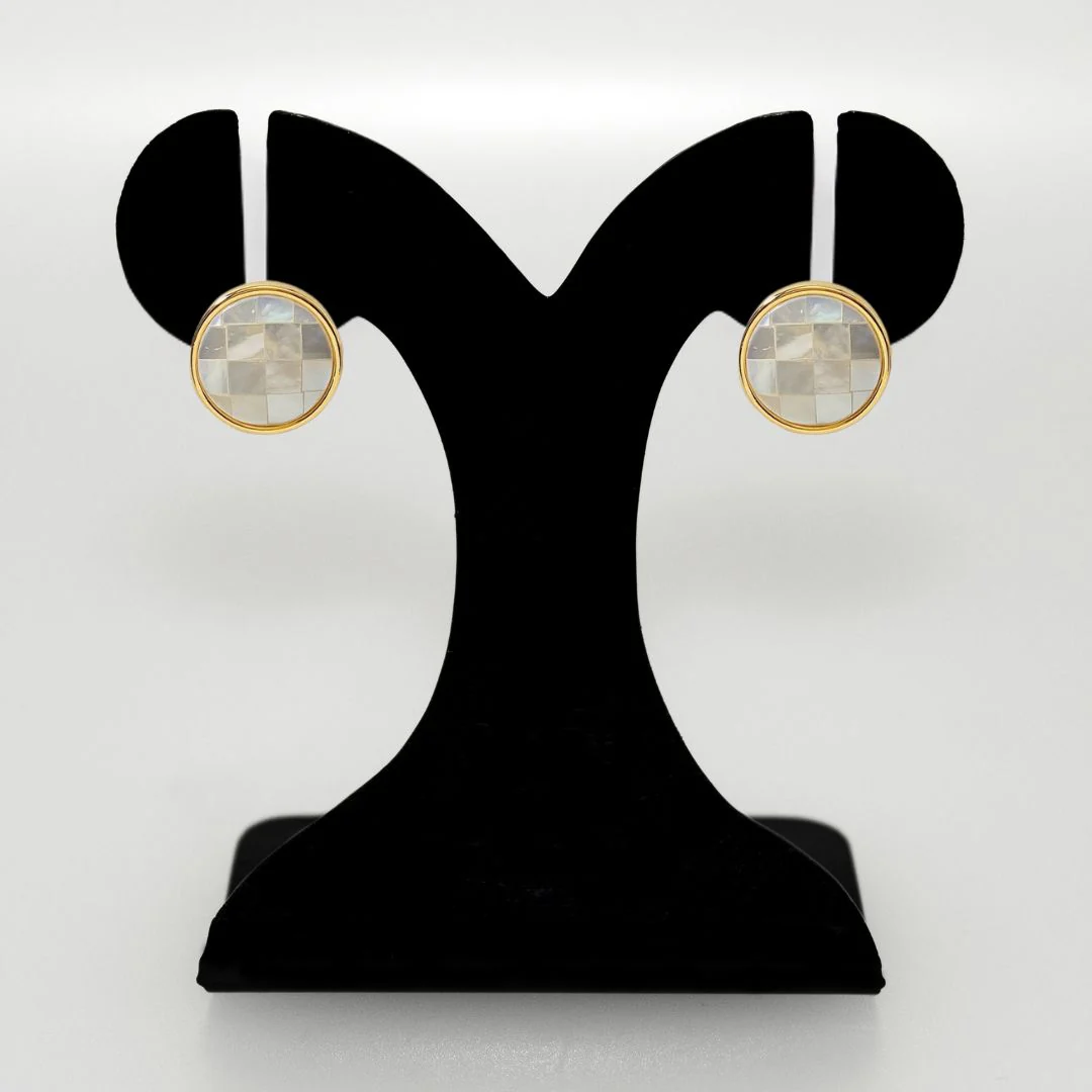 Gold And White Round Studs - Image 6