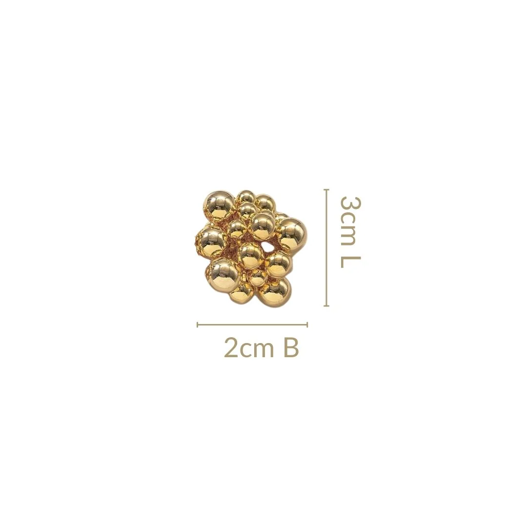 Gold Bold Beaded Cascade Earrings - Image 3
