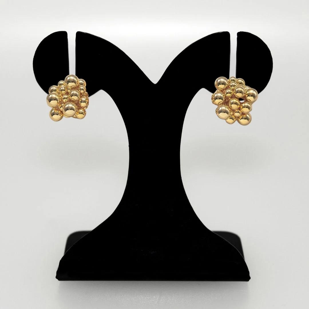 Gold Bold Beaded Cascade Earrings - Image 6