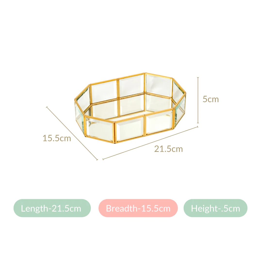 Gold Bordered Decorative Glass Tray - Image 4