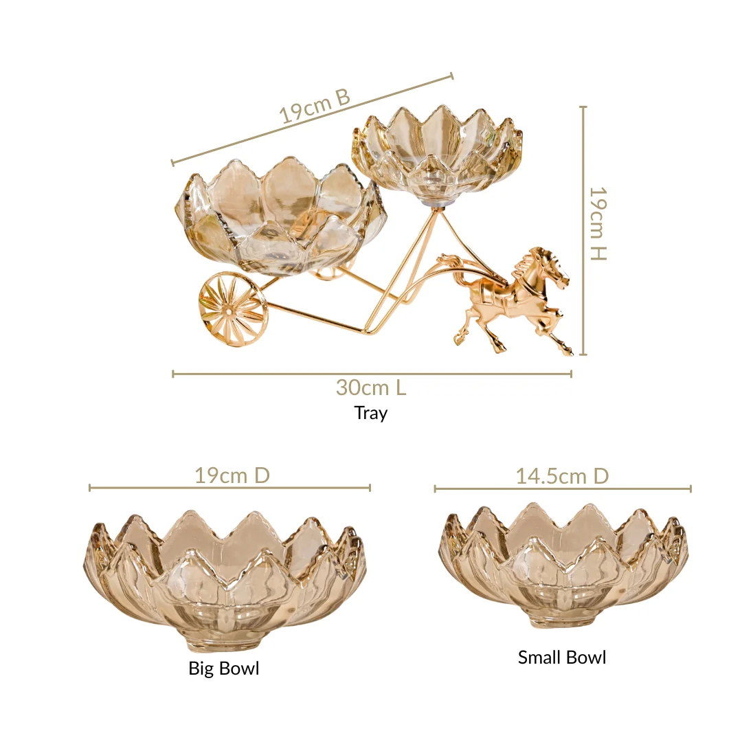 Gold Chariot Glass Decorative Bowls - Image 4