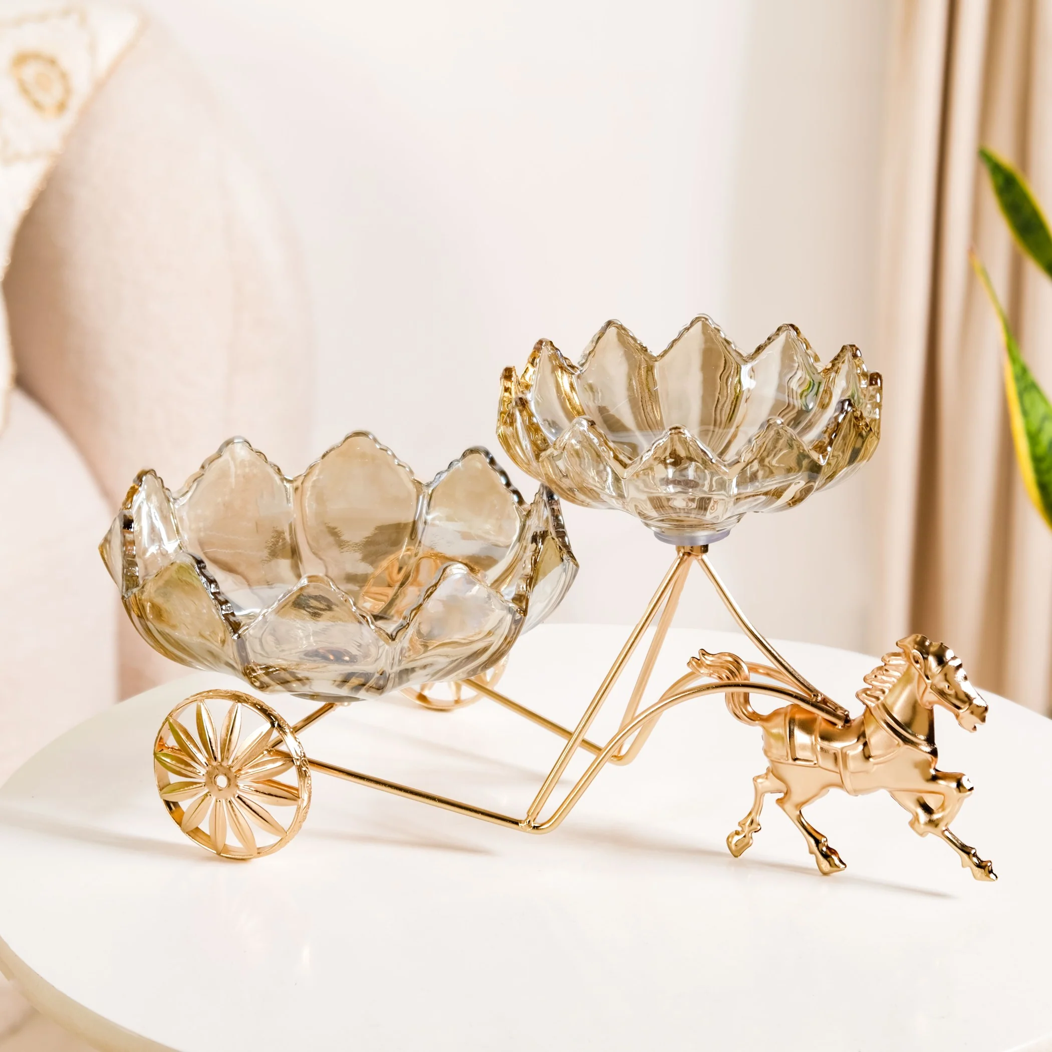 Gold Chariot Glass Decorative Bowls - Image 8