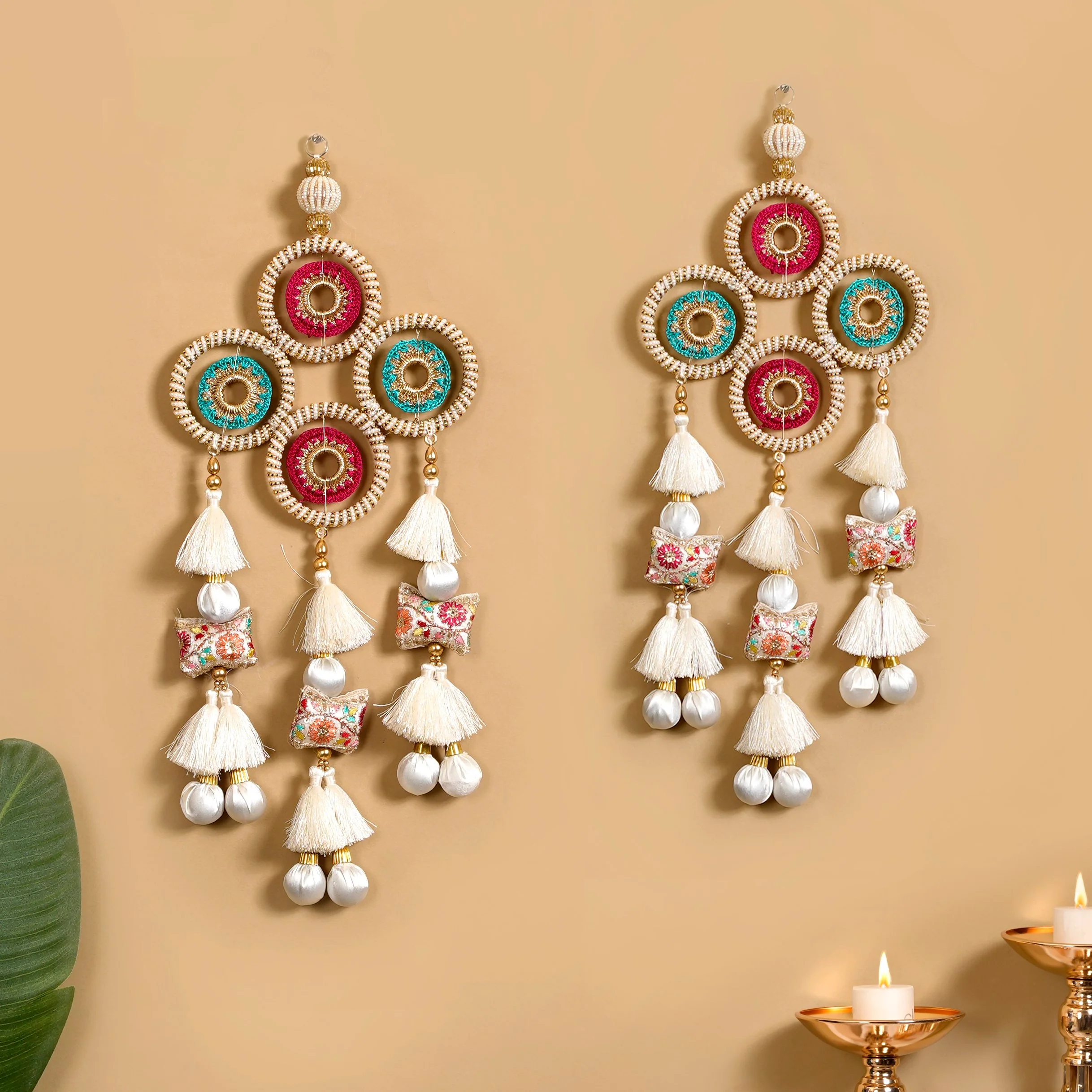 Gold Crochet Door Hangings Set Of 2