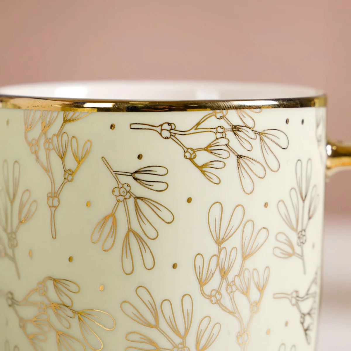 Gold Detail Coffee Mug Set of 6 Matte Pistachio Green 350ml - Image 10