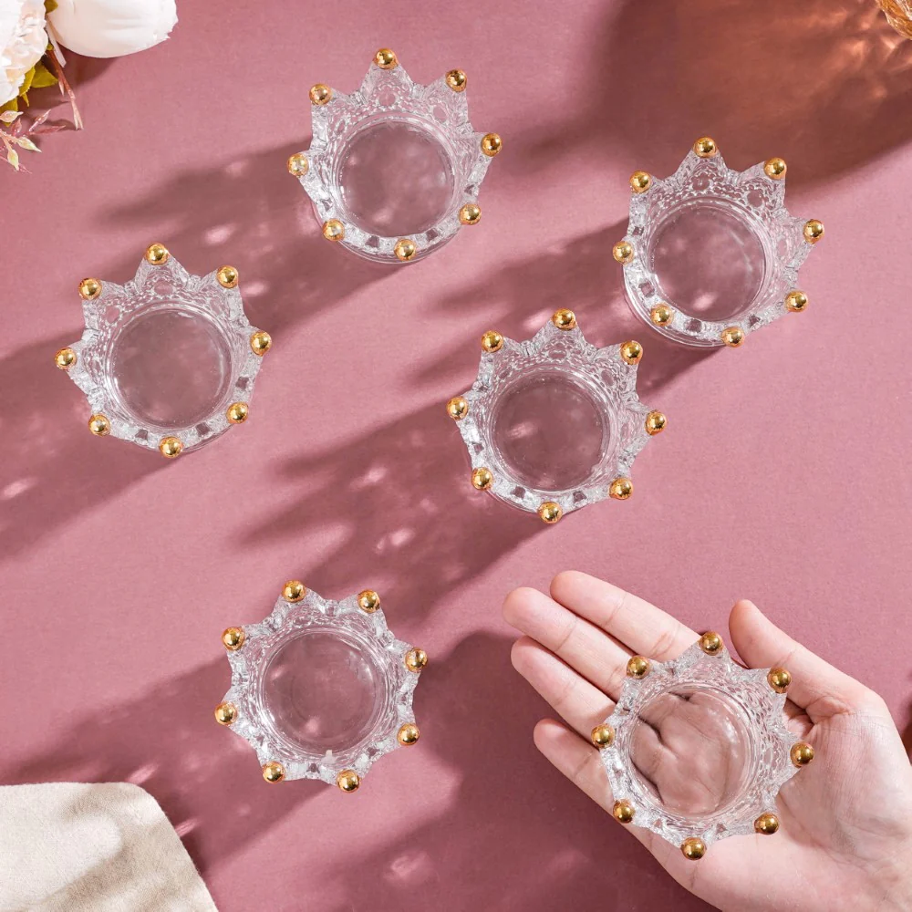 Gold Detail Crown Tea Light Holder Set Of 6 - Image 3