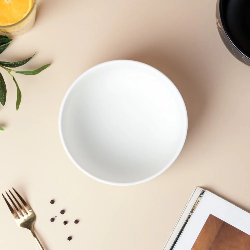 Gold Detailed Marble Ceramic Serving Bowl White - Image 6