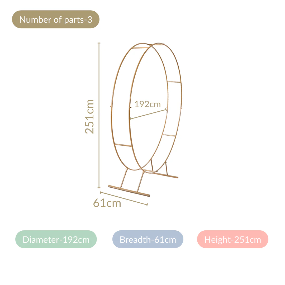 Gold Double Ring Backdrop Metal Frame For Party Decoration 99 Inch - Image 4