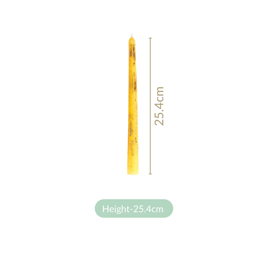 Gold Foil Candles Yellow Set Of 8 - Image 4