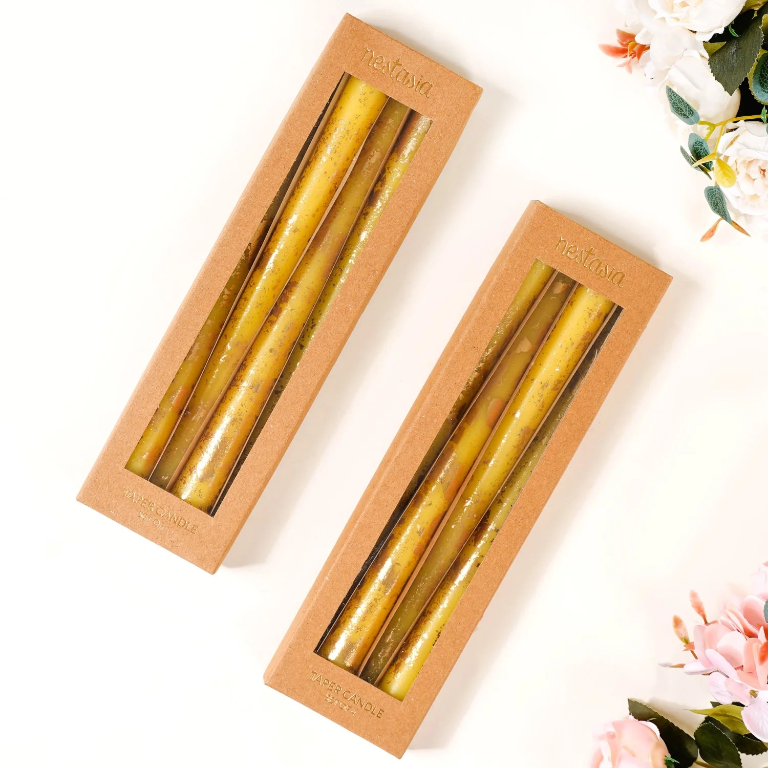 Gold Foil Candles Yellow Set Of 8 - Image 6
