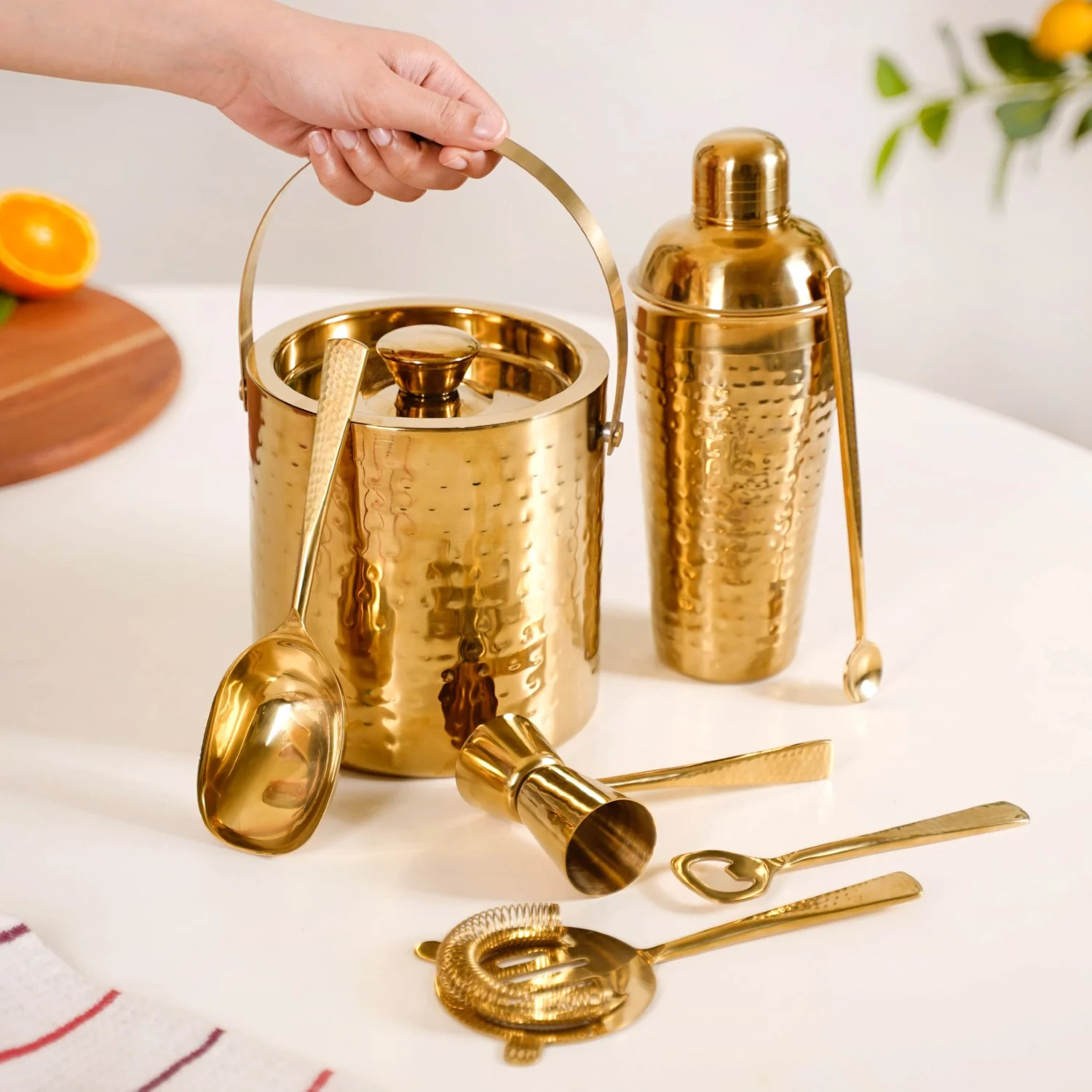 Gold Hammered Texture Bar Tool Set Of 7 - Image 4