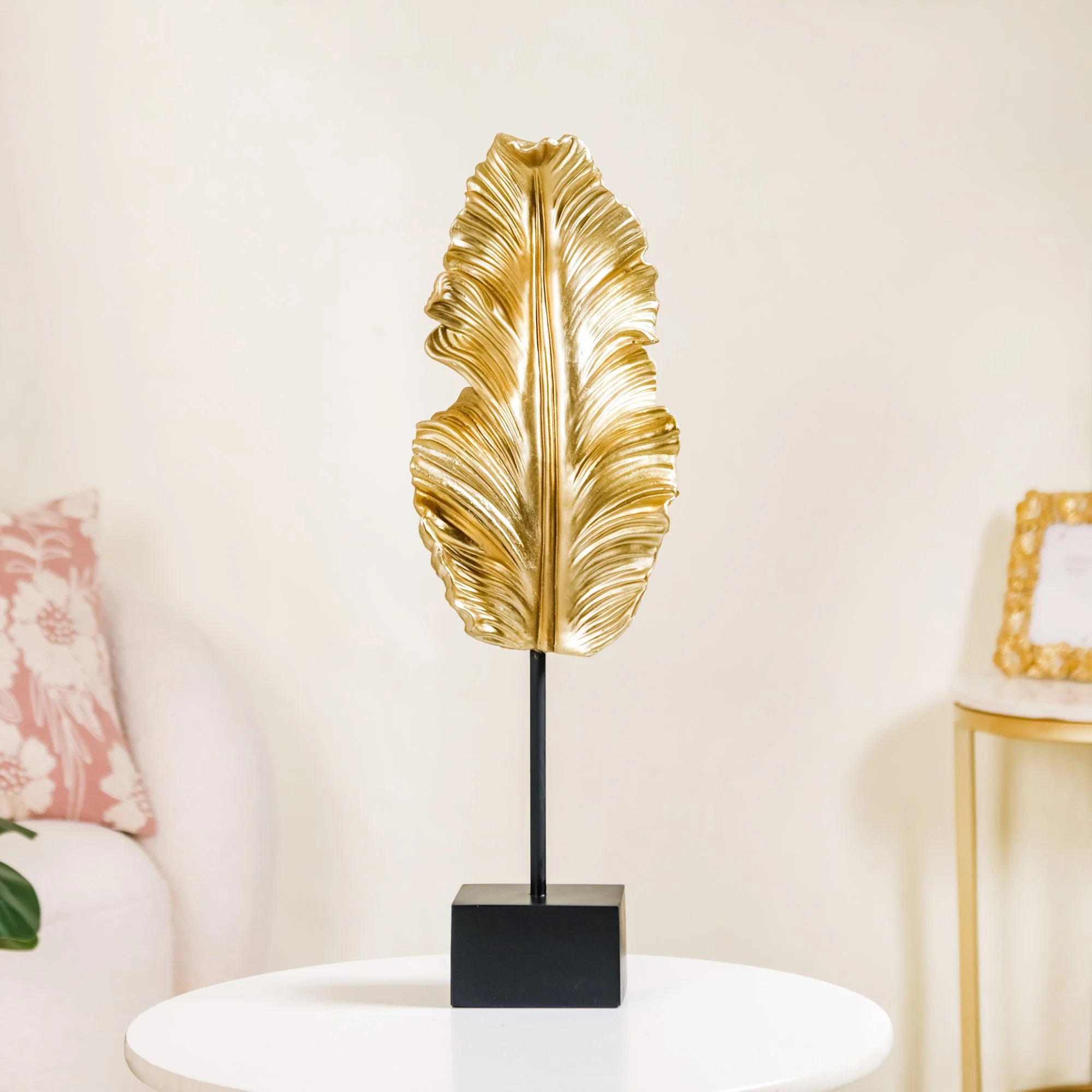 Gold Leaf Feather Resin Showpiece - Image 3