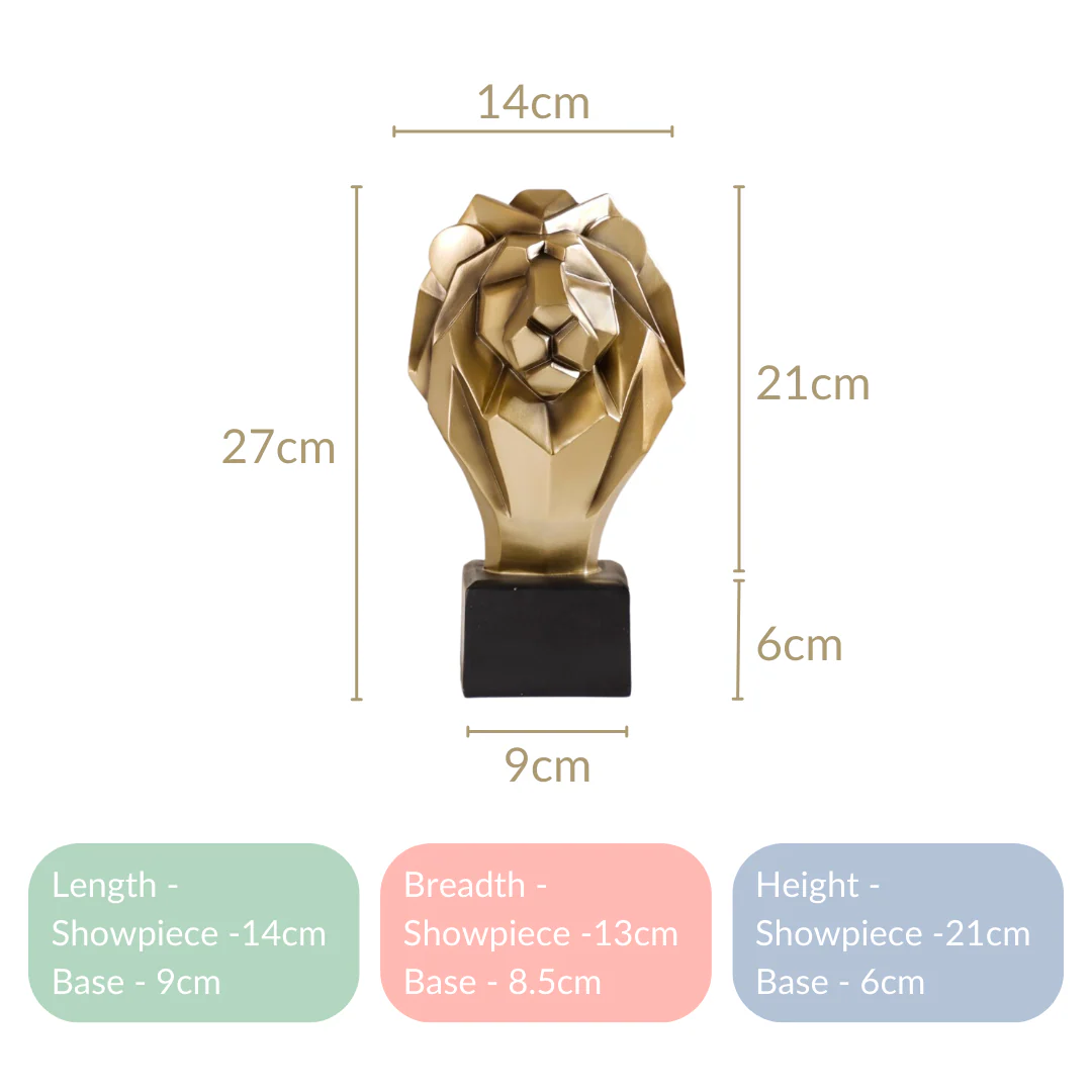 Gold Lion Head Bust Statue - Image 6