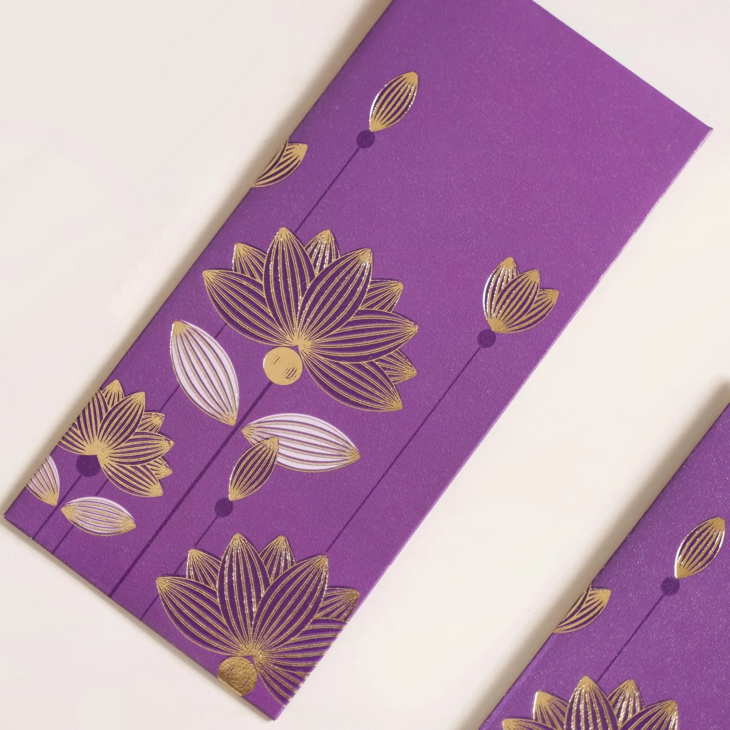 Gold Lotus Shagun Envelope Set Of 12 Purple - Image 7