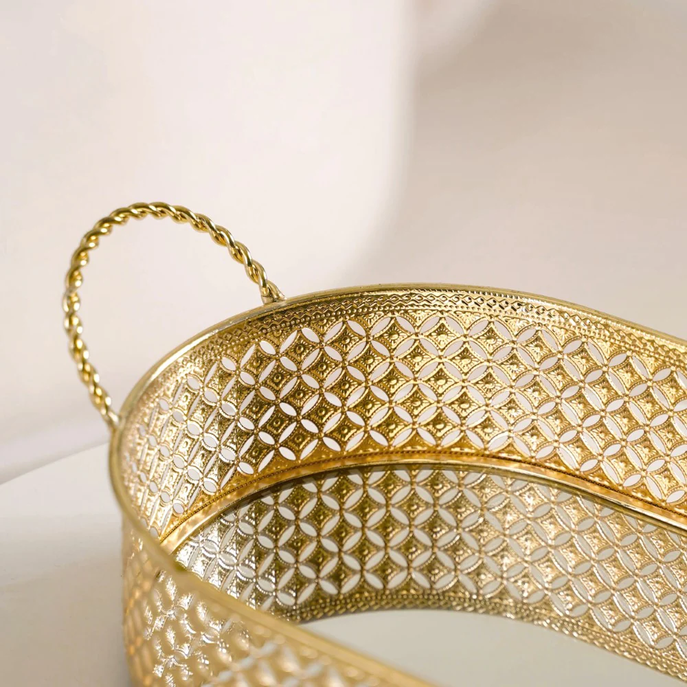 Gold Metal Oval Tray Large - Image 10