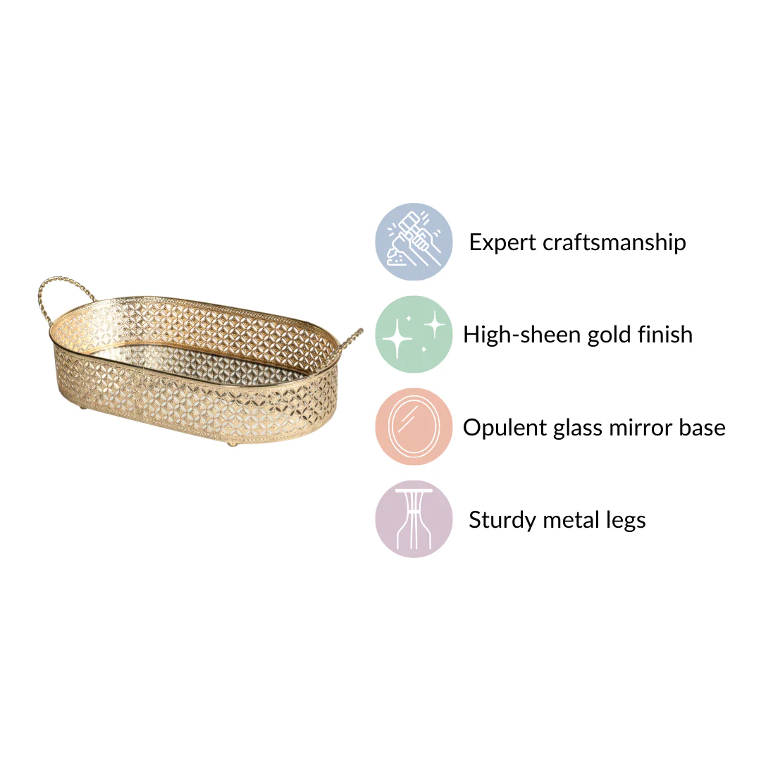 Gold Metal Oval Tray Large - Image 5