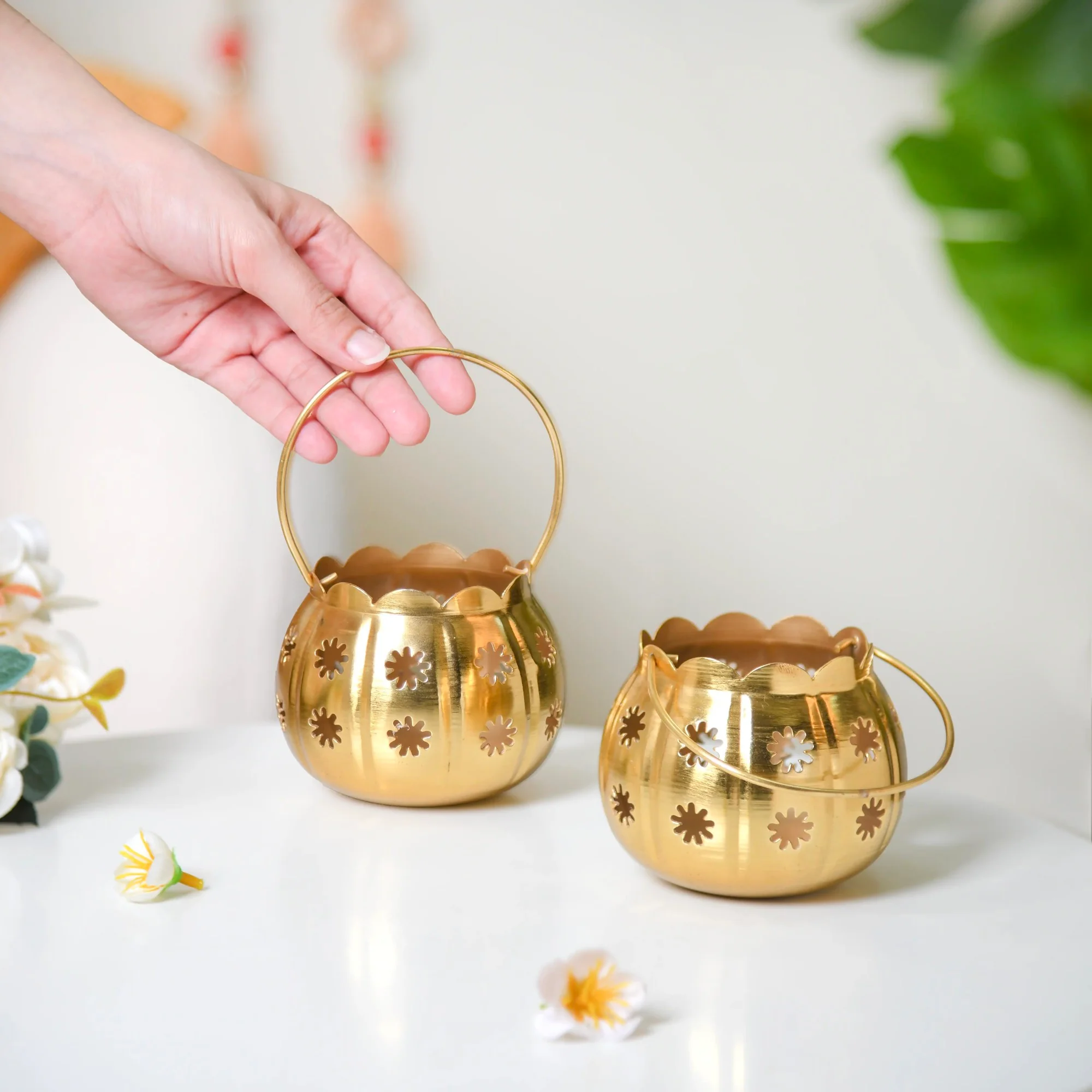 Gold Metal Votive Holder Set Of 2 - Image 2