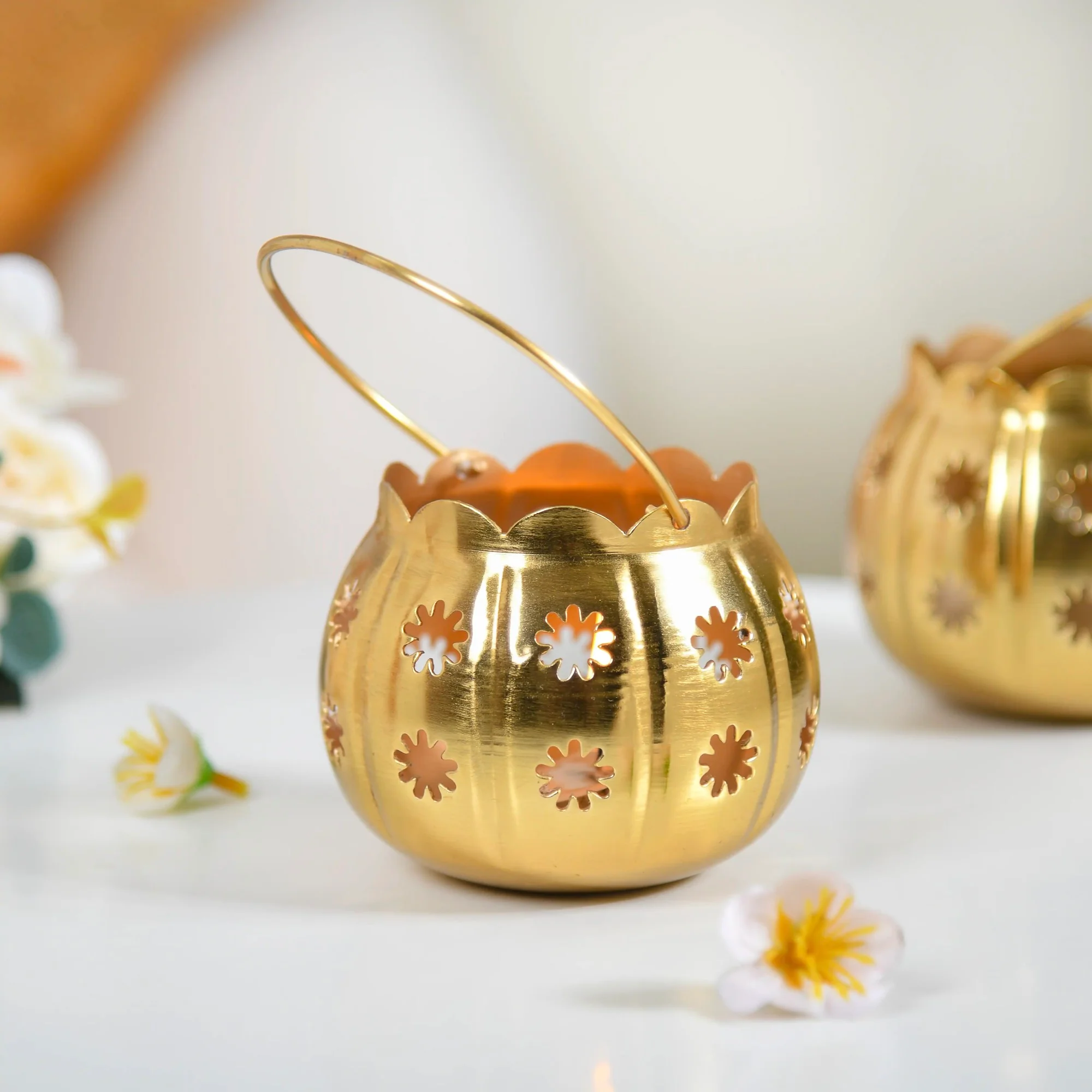 Gold Metal Votive Holder Set Of 2 - Image 4