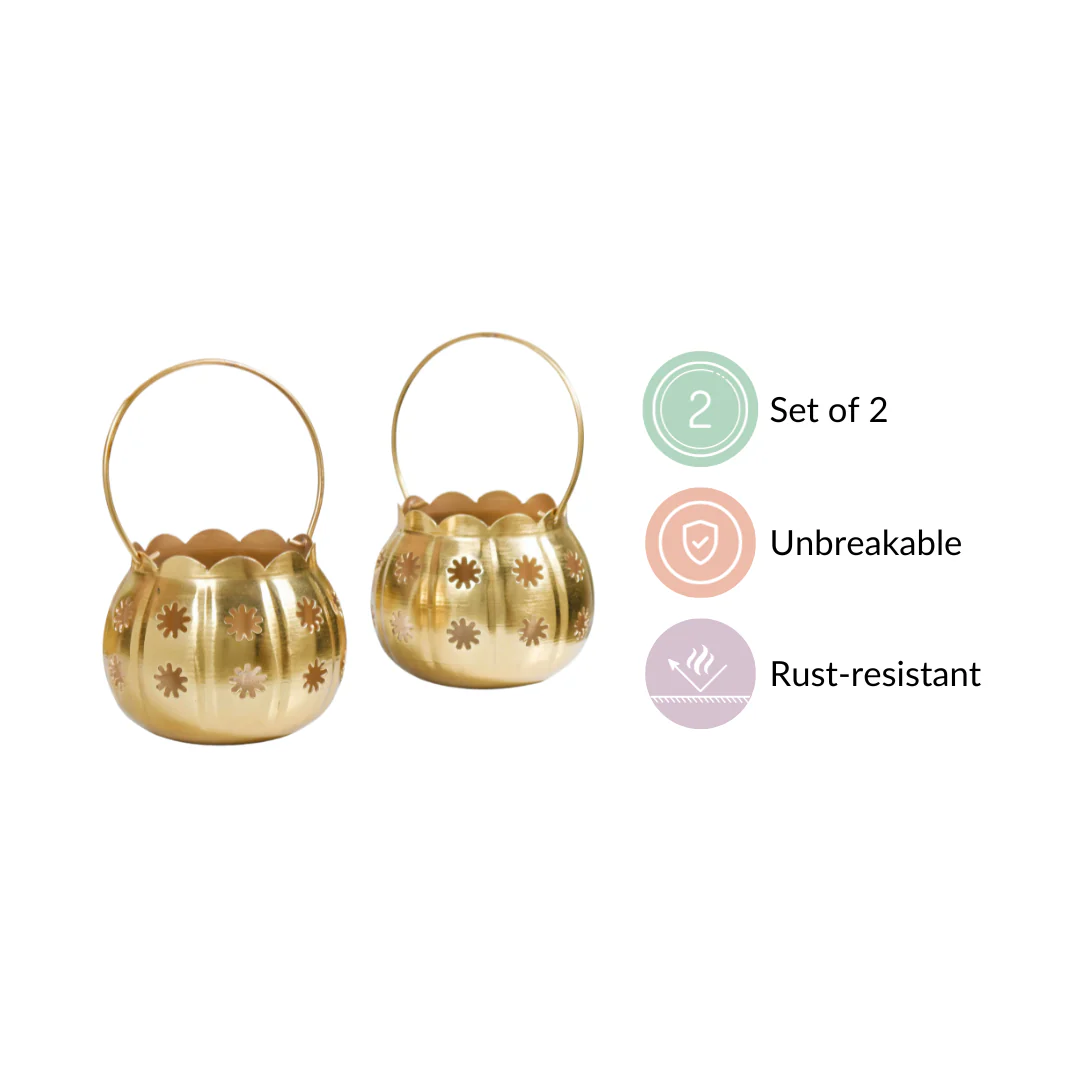 Gold Metal Votive Holder Set Of 2 - Image 6