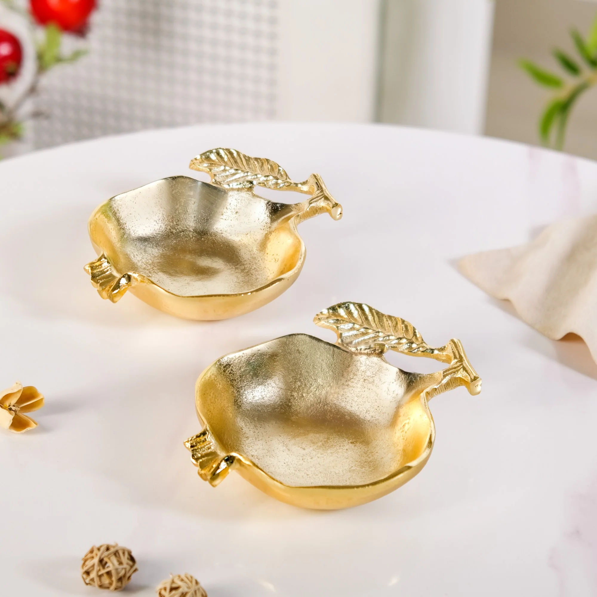 Gold Pomegranate Dry Fruits Bowl Set Of 2 - Image 6