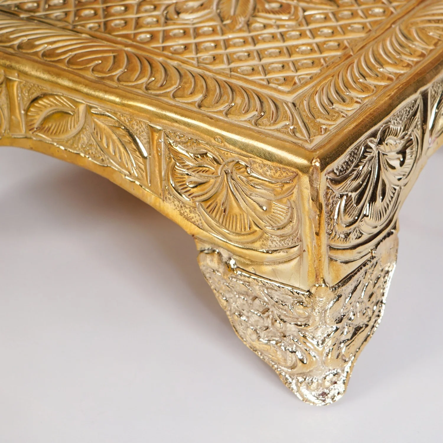 Gold Puja Chowki Small 16x16cm - Image 8