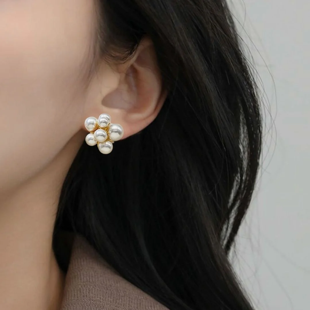 Gold Radiance Cluster Earrings - Image 4