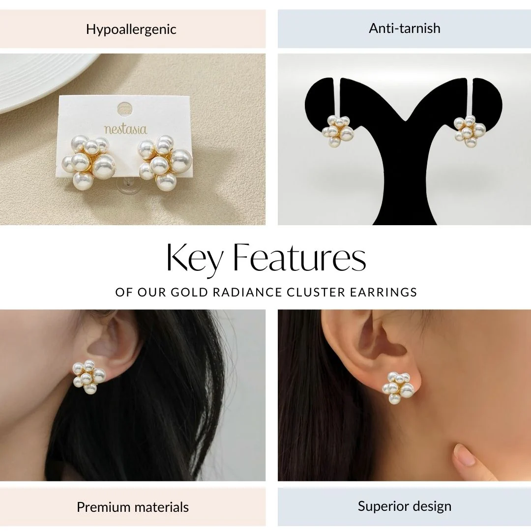 Gold Radiance Cluster Earrings - Image 6