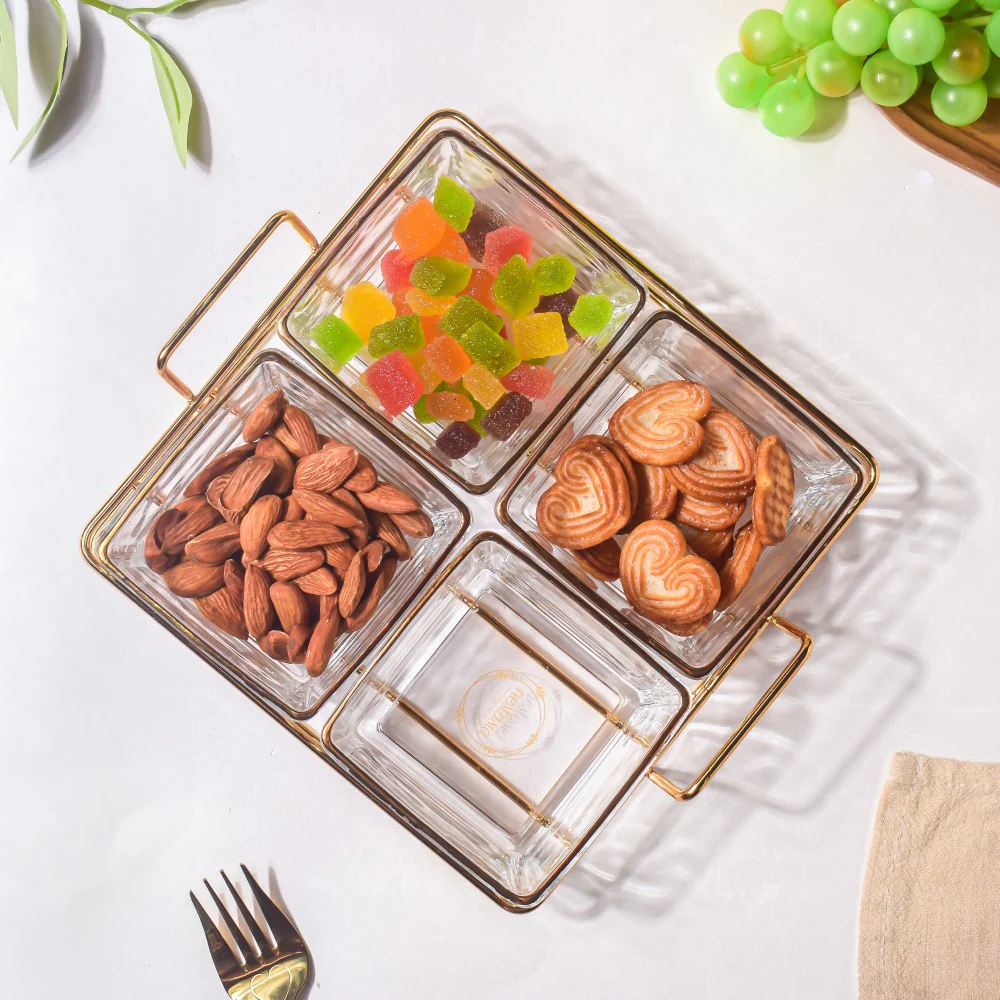Gold Rim Crystal Bowls Tray Set Of 5 200ml - Image 6