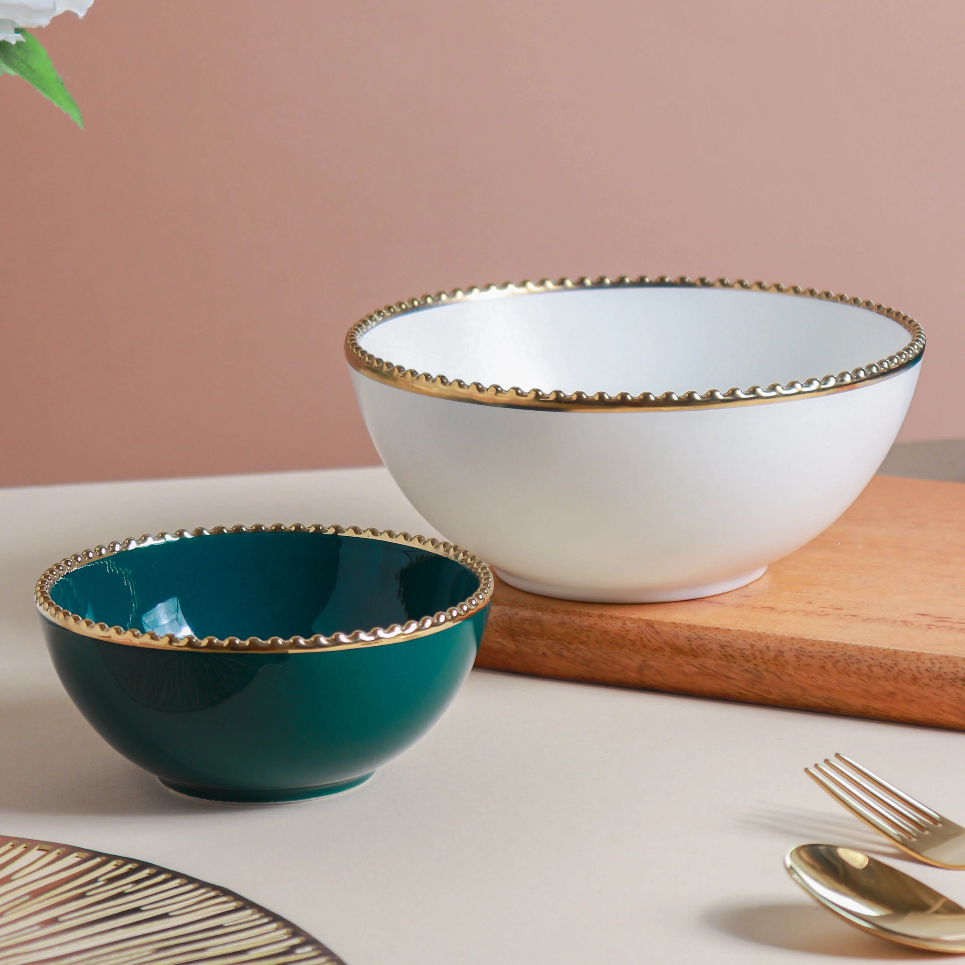 Gold Rim Salad Bowl 800 ml - Image 13
