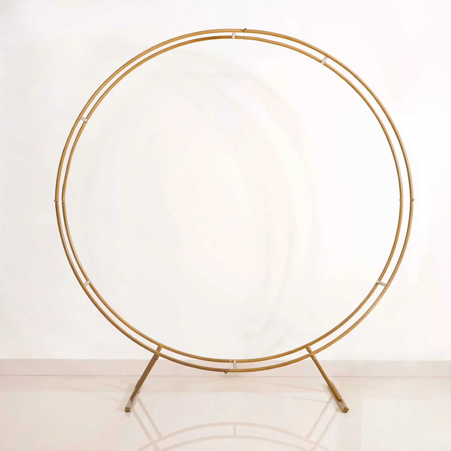 Gold Rings Backdrop Metal Frame With Floral Decorations 99 Inch - Image 6
