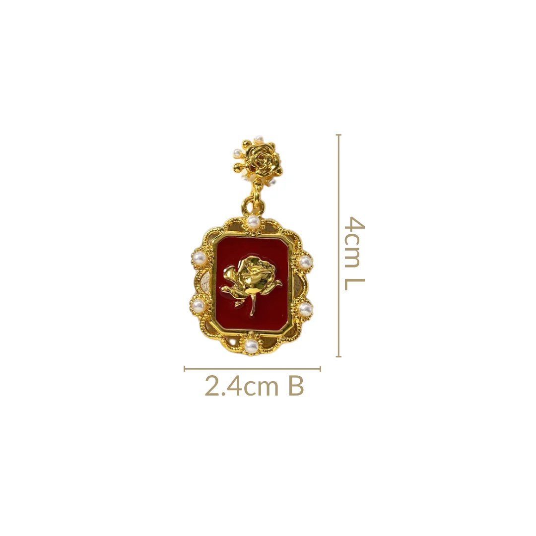 Gold Roses Dangle Earrings - Image 3