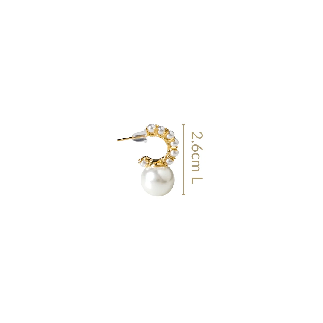 Gold Semi Hoop With Pearl Drop - Image 4
