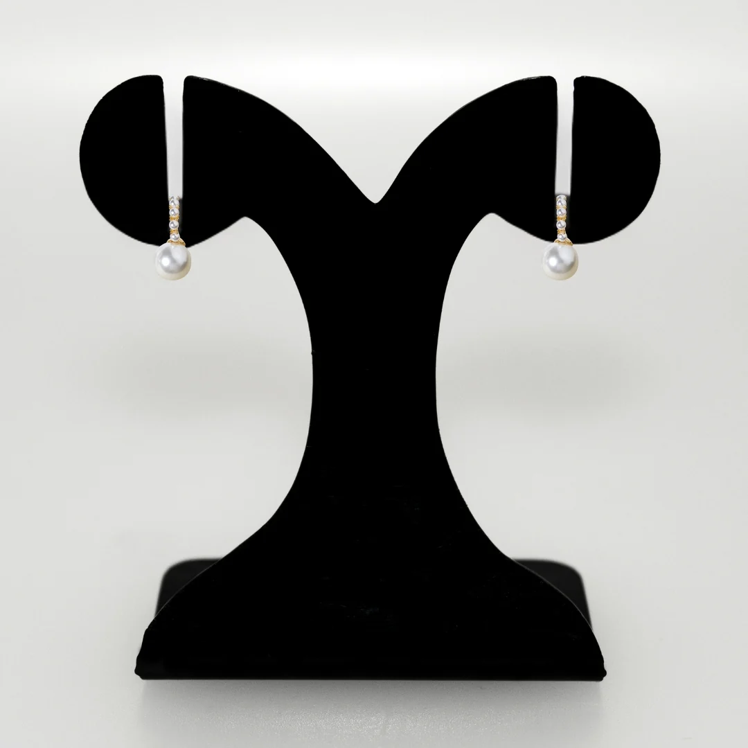 Gold Semi Hoop With Pearl Drop - Image 7